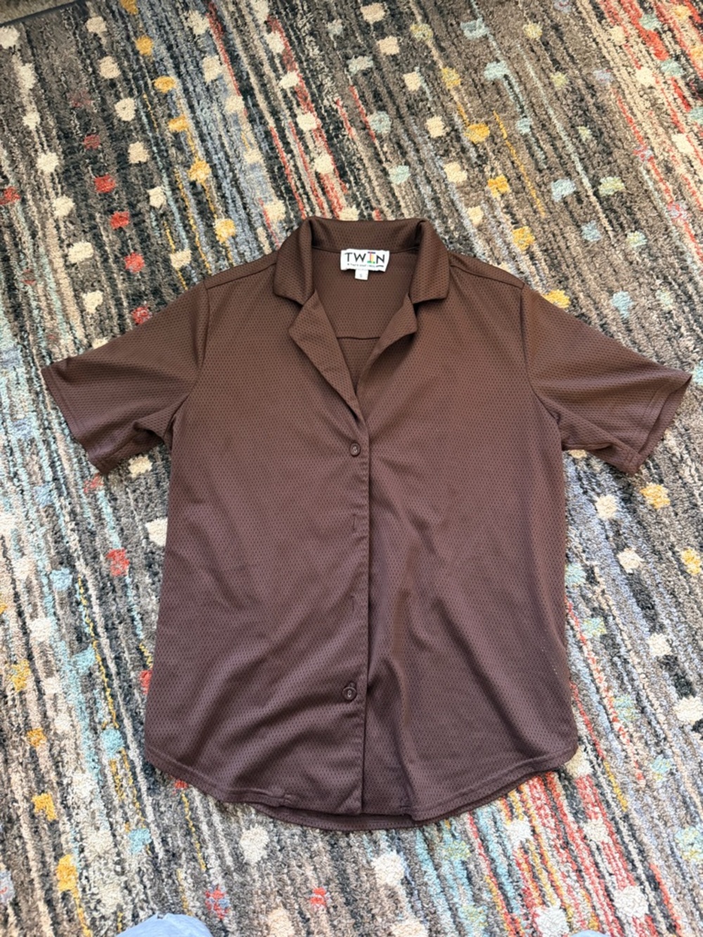 Brown Short-Sleeve Button Shirt